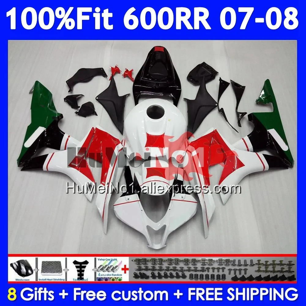 Injection For HONDA CBR 600 RR CC 600RR 600F5 CBR600RR 42No.45 CBR600F5 600CC Red blk green CBR600 RR F5 2007 2008 07 08 Fairing