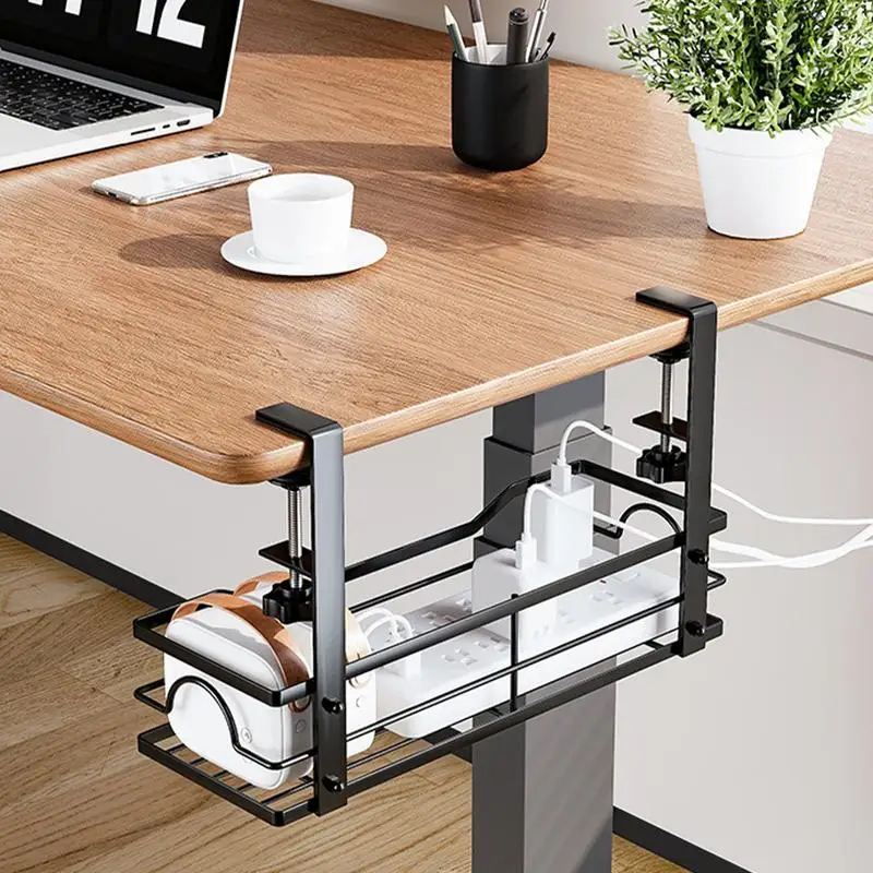 

Wire Management Under Desk Under Desk Cord Tray Cord Organizer Space-Saving Extended Wire Storage Basket For Desktop Room