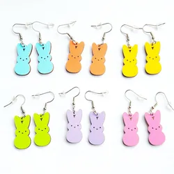 2025 New Easter Day Wood Rabbit Dangle Earrings Women Girls Holiday Jewelry Gifts