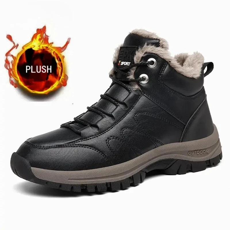 

Winter Men's Boots Outdoor Warm Sneakers Waterproof Leather Snow Boots for Men Non Slip Hiking Boots Big Size46 Botas Masculinas