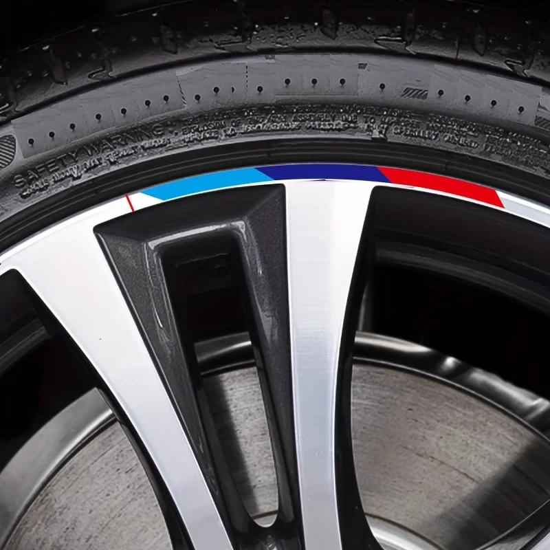 4 Stück blau-rot-blaue gebogene Streifenaufkleber, wasserdichte Vinyl-Aufkleber für Auto und Motorrad – Detail 4