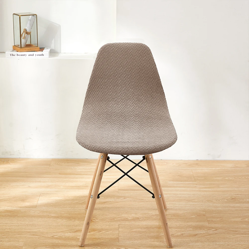 1pc Waterproof Jacquard  Eames Chair Cover Elastic Solid Color Bar Counter Chair Case Easy Install Dustproof Hotel Living Room