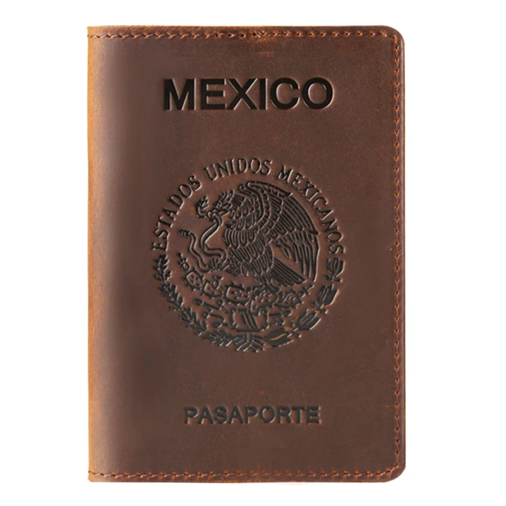 Genuine Leather Passport Cover For Mexican Credit Card Holder Vintage Men Women Passport Case Travel Wallet