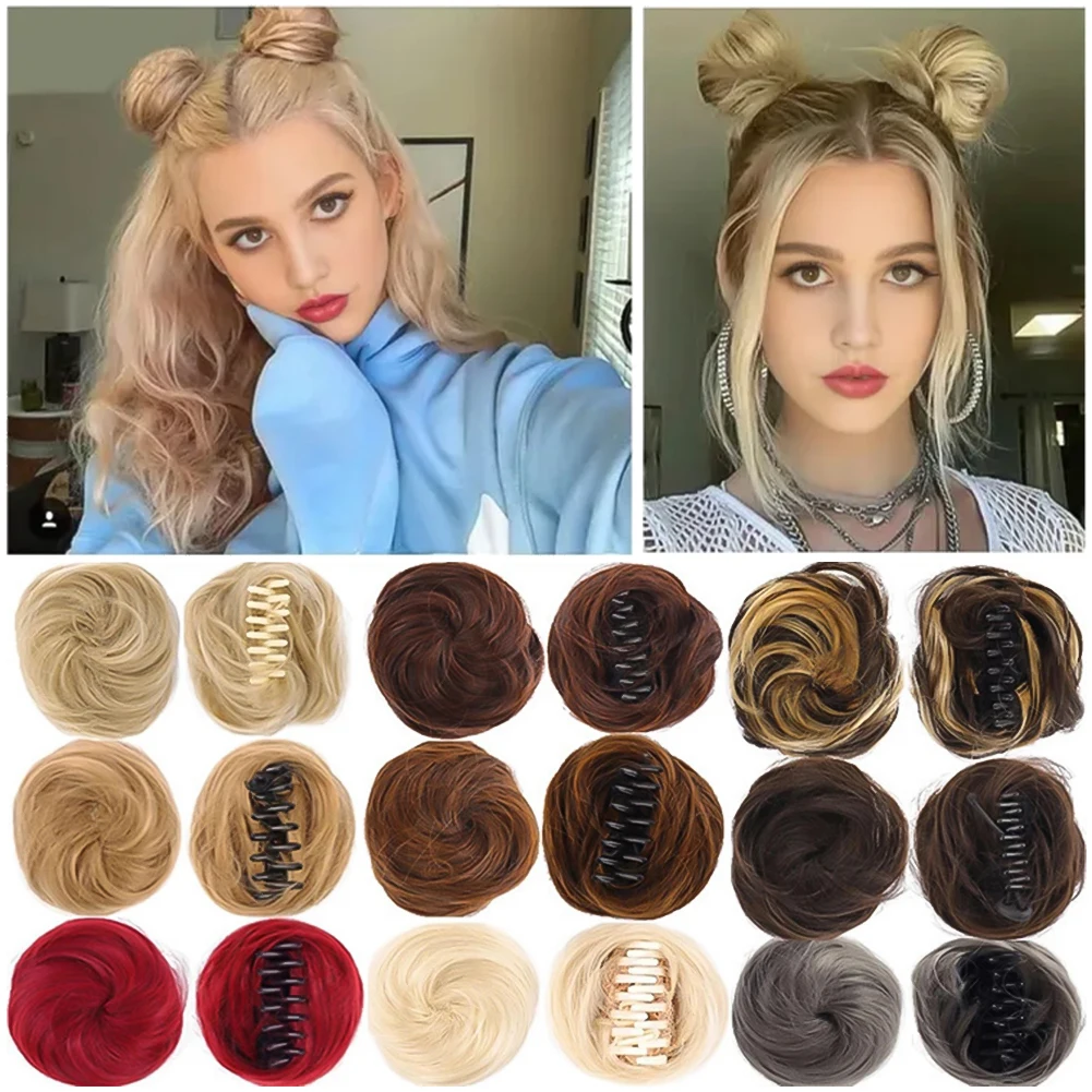 Moño de garra sintética para mujer, moño de pelo con lazo, moño de Donut, coleteros desordenados, extensión de cola de caballo envolvente, 1 ud.