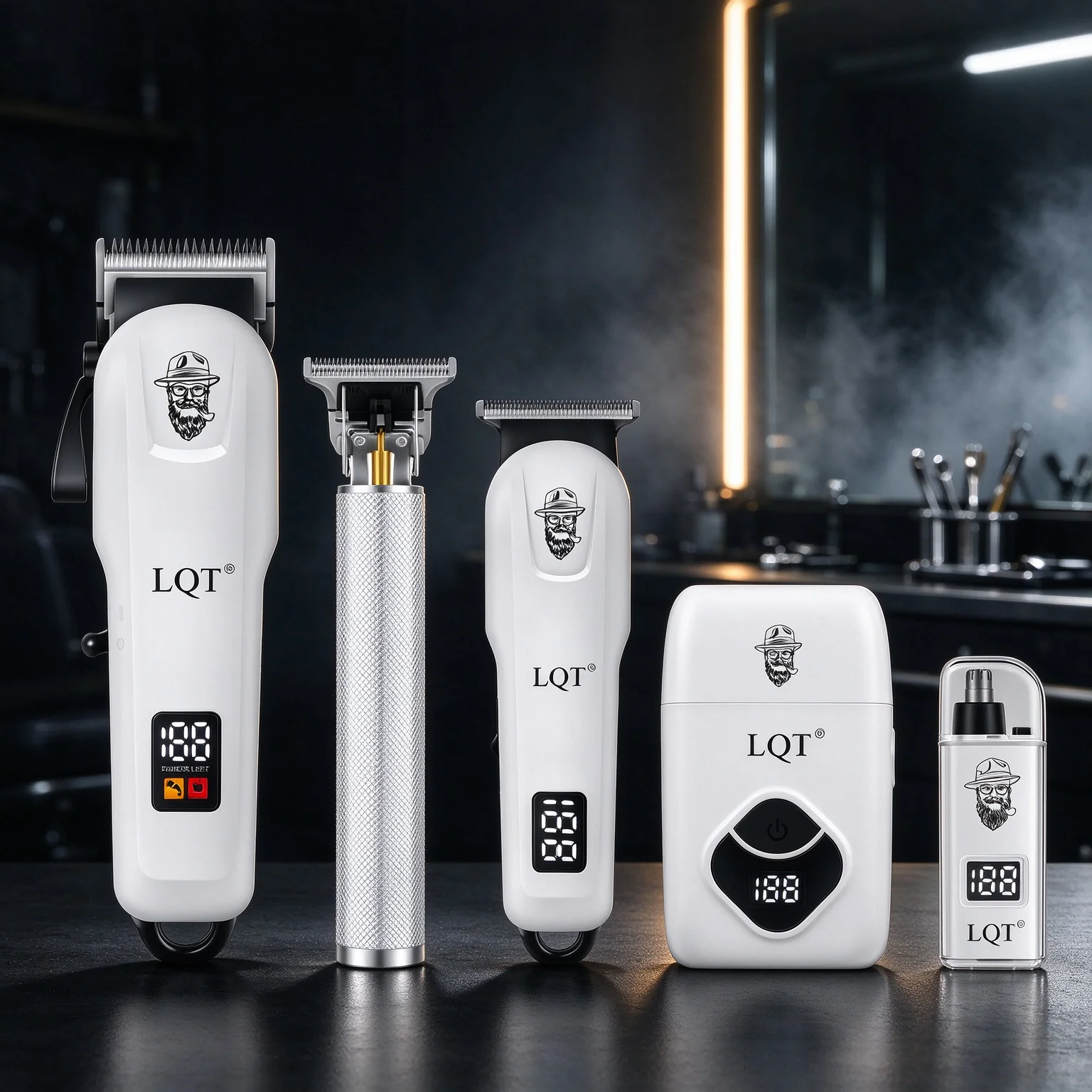 5 In 1 Men Barber Grooming Kit Cordless Hair Clipper Detail Trimmer Shaver LCD Display USB Rechargeable Hair Cutting Set