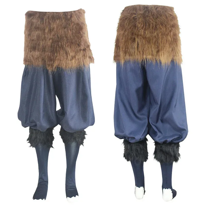 Kostum Cosplay Anime Hashibira Inosuke Kimetsu No Yaiba Paket Wig Hashibira Inosuke Celana Gaun Mewah dan Masker Apron