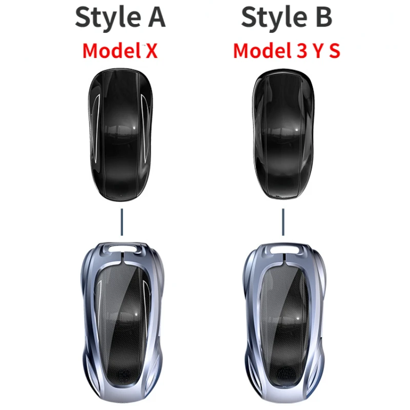 For Tesla Model 3 Y S Model X Zinc Alloy Black Car Key Protection Shell Cartoon Smart Remote Key Cover Car Accessories