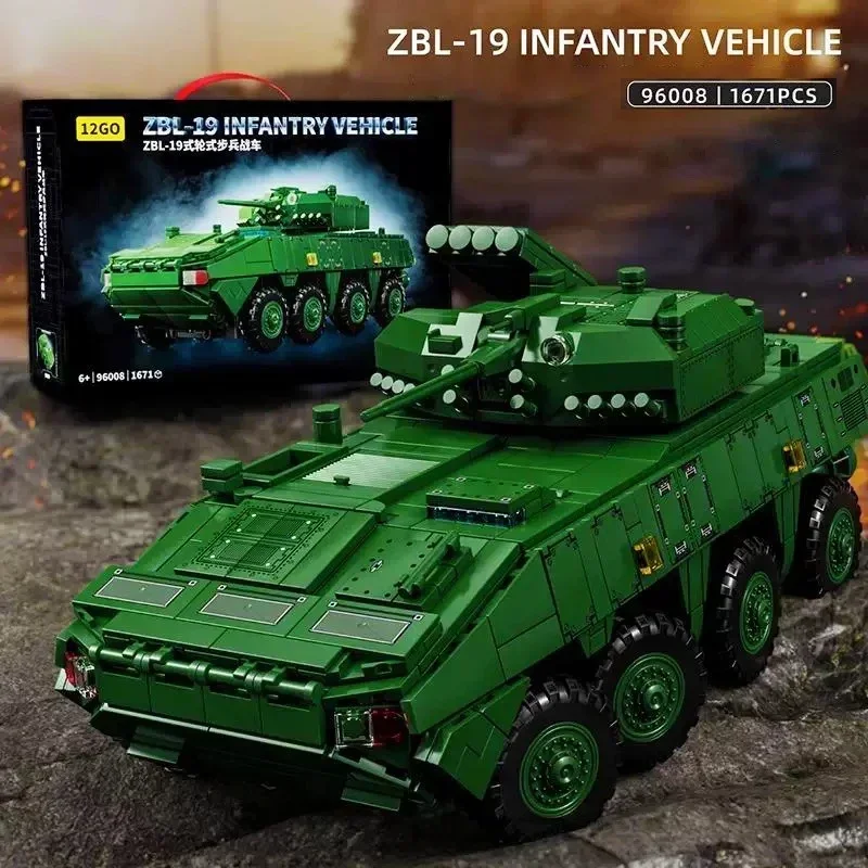 Bloco de construção de tanque de veículo de infantaria militar ZBL-19 carro blindado modelo de tijolo ww2 arma soldado brinquedos para presente de aniversário do miúdo moc