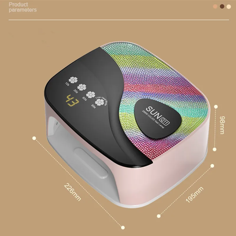 288W UV LEDネイルランプ、ジェルネイル用ネイルドライヤー、4段階タイマー硬化ランプ、プロ用ネイルライト、45個のUVビーズと自動センサー