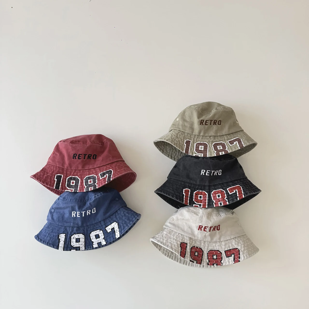 

American Vintage Children Fisherman Cap Fashion Letter Kids Bucket Hat Fall Boys Girls Outdoor Sun Hats 2-6Year Baby Boater Caps