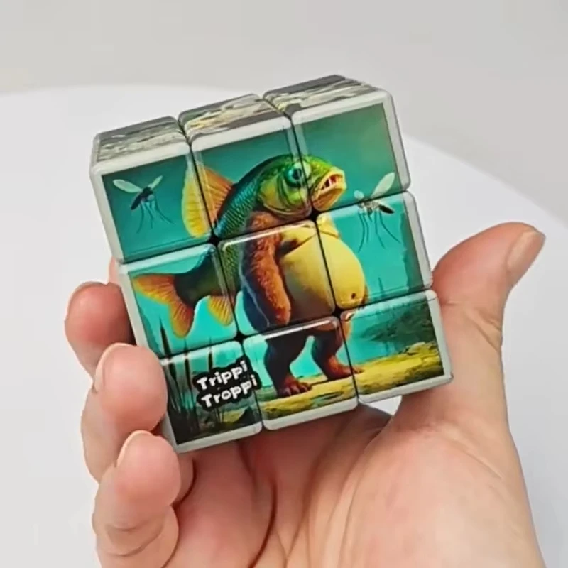 Brainrot italiano niños dibujos animados cubos mágicos juguetes Tung Tung Sahur rompecabezas clásicos juguete niños regalo de cumpleaños juguetes 2025