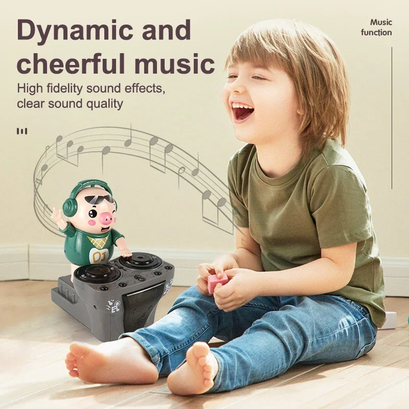 Elektronik DJ Rock Piggy Waddles Menari Mainan Musik Balita Mainan Musik Ringan Lucu Ayunan Menari Piggy Mainan untuk Hadiah Bayi Anak-anak