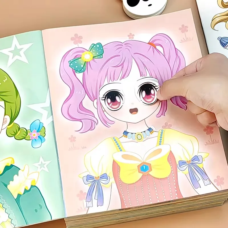 8-books-set-princess-dress-up-sticker-books-kids-diy-fashion-sticker-activity-book-creative-craft-toy-for-girls