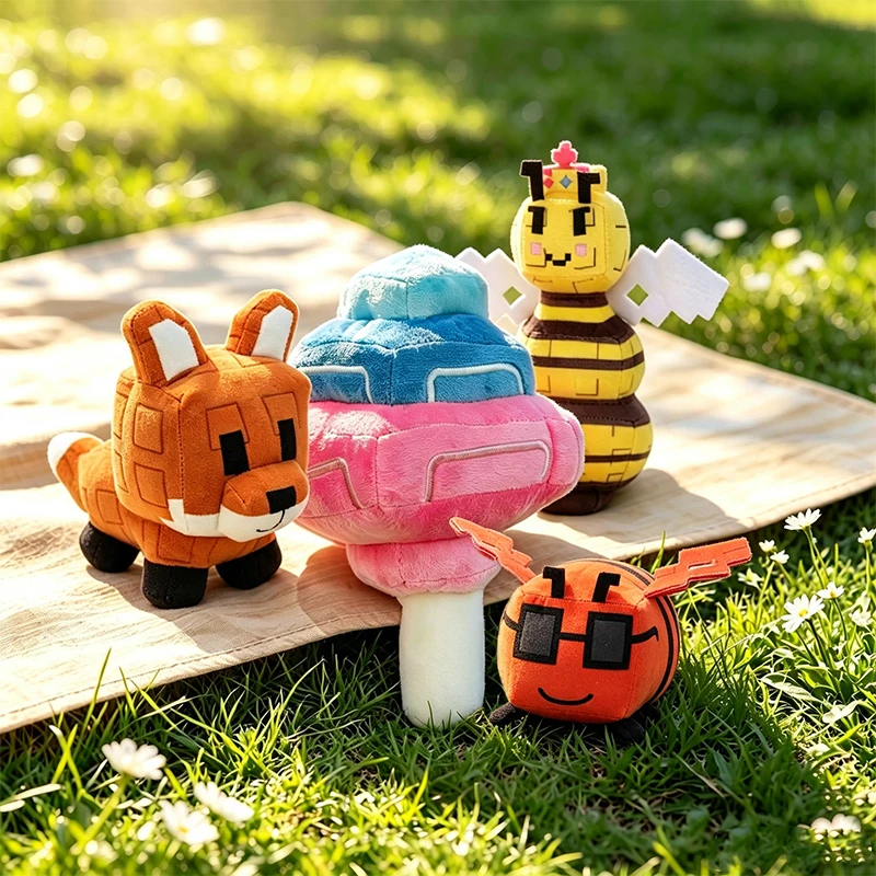 Pixel Cartoon Forest Animal Plush Dolls Multi Styles Bee Fox Dragonfly Octopus Raccoon Home Decor Collectible Soft Toys Gift