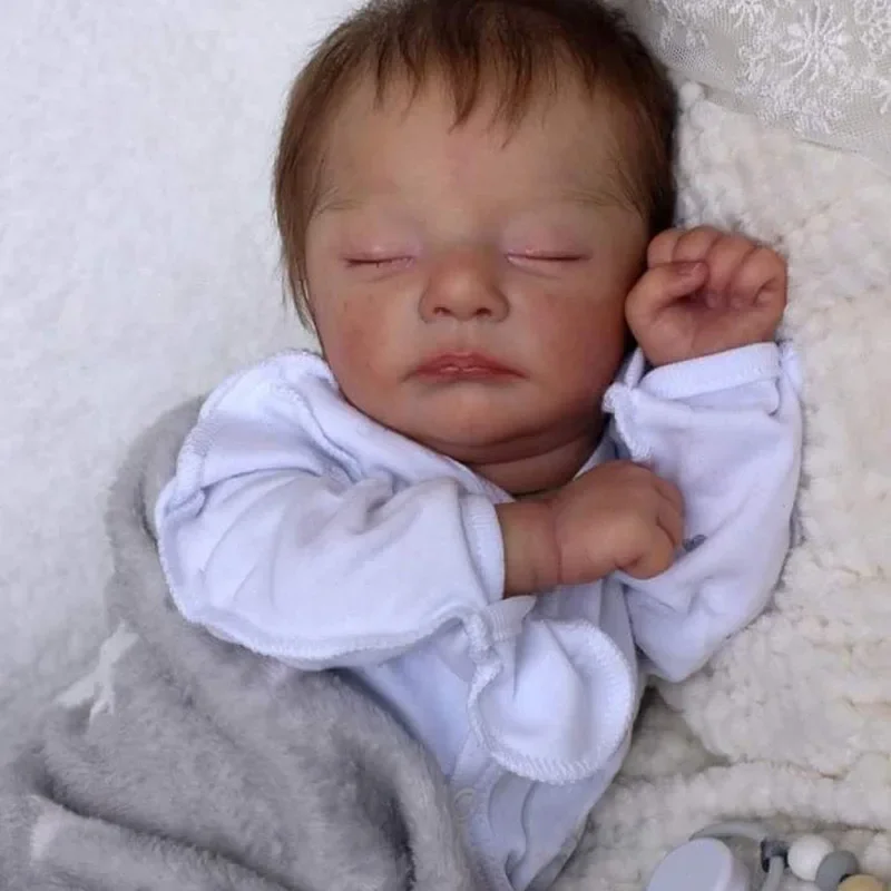 48CM Soft Body Kai Newborn Baby Reborn Doll Lifelike Rooted Hair Soft Touch Cuddly Baby Multiple Layers Painting 3D Skin