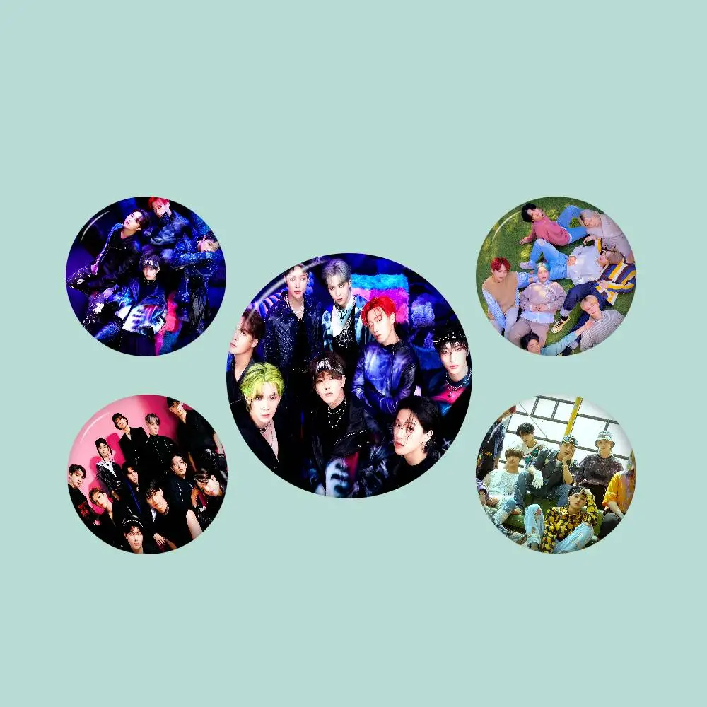 Kpop Group A-Ateez Creative Pins Funny Round Snap-in Brooch Badge Backpack Hat Accessories Jewelry Gifts for Friend