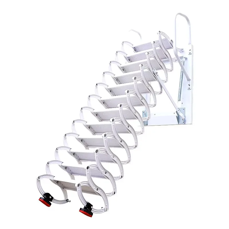 

【Best-selling】Wall Mounted Manual Retractable Folding Hidden Lifting Ladder Attic Stairs Carbon Steel 300kg Load Capacity 10-12