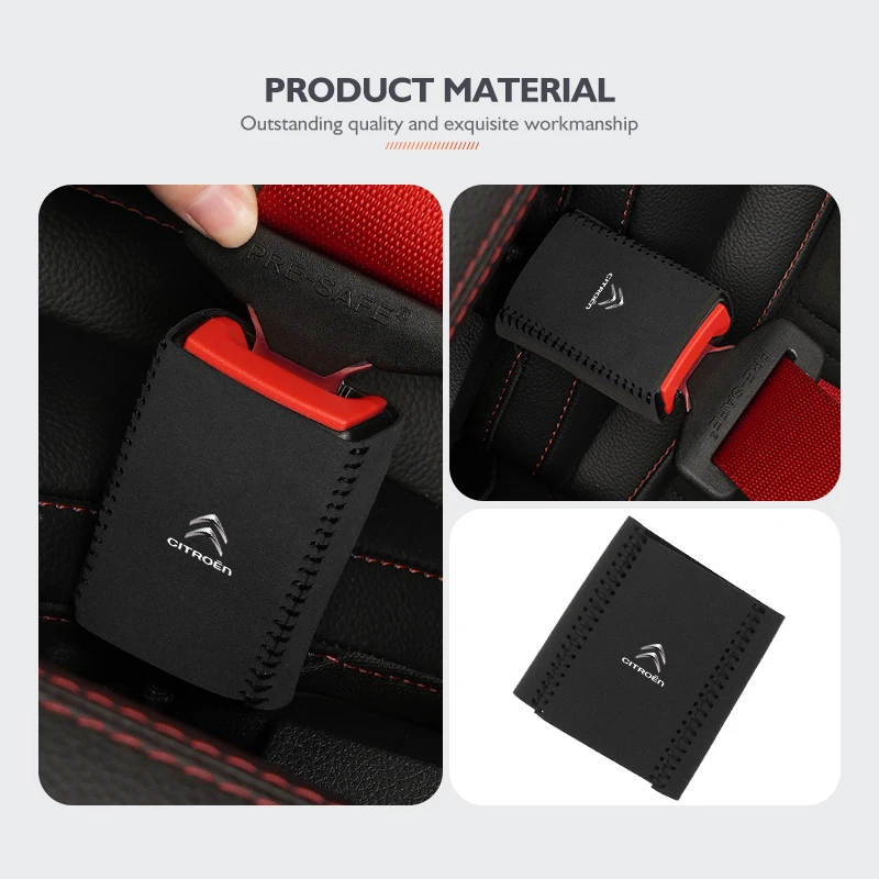 Suede Car Seat Belt Base Buckle Protector Cover Accessories For Citroen C4 C3 C5 C1 C2 C6 C4L DS3 DS4 Berlingo Picasso Jumper