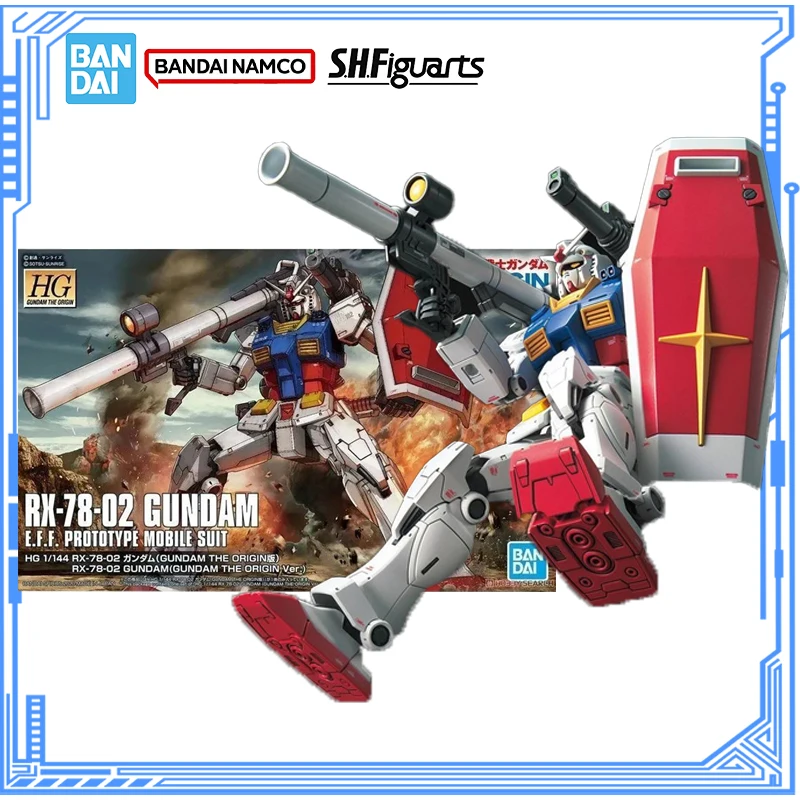

Bandai натуральная модель Gundam, комплект аниме-фигурок HGGTO 1/144 RX-78-02, Gundam, мобильный костюм, экшн-фигурка, коллекция, модель, игрушки, подарки