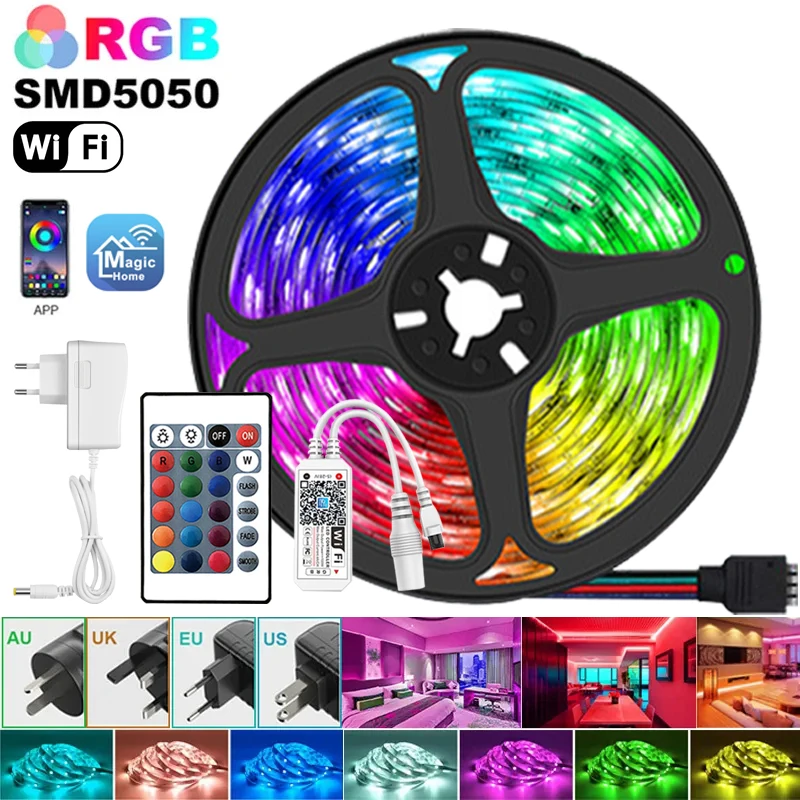 

12V WIFI app 5M/7.5M/10M LED strip light RGB5050 room LED light with computer room atmosphere light DIY indoor decoration