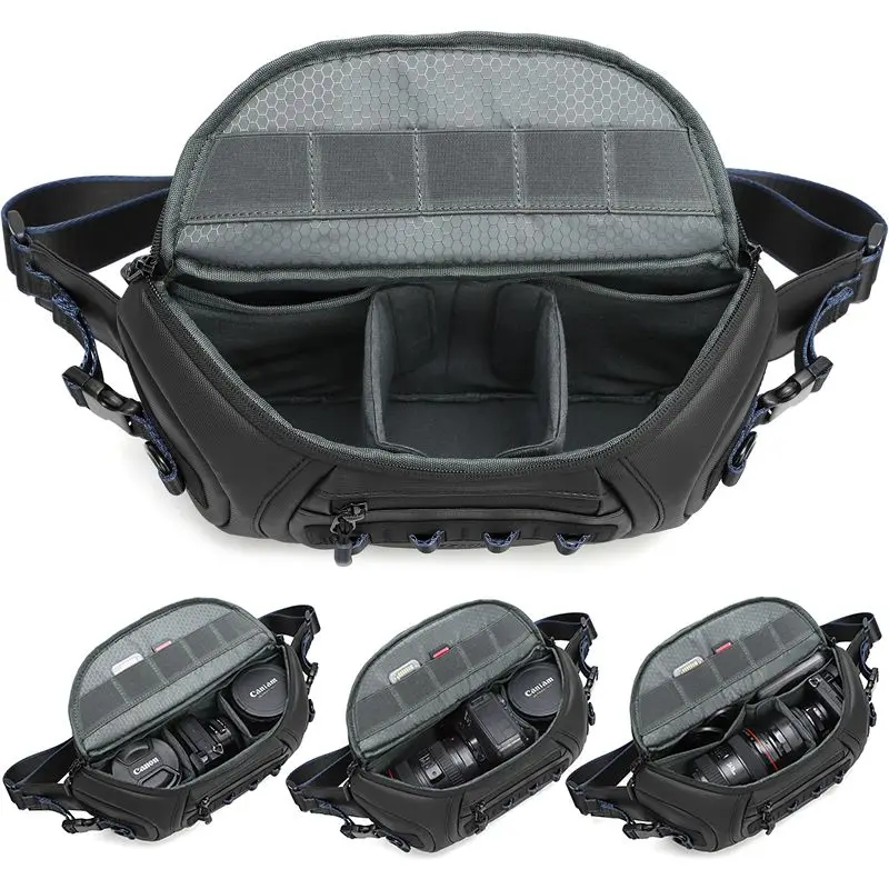 Unisex Water-Resistant DSLR Camera Bag Oxford Protective Case with Strap for 1 Camera And 2 Lenses Fits Canon Fujifilm