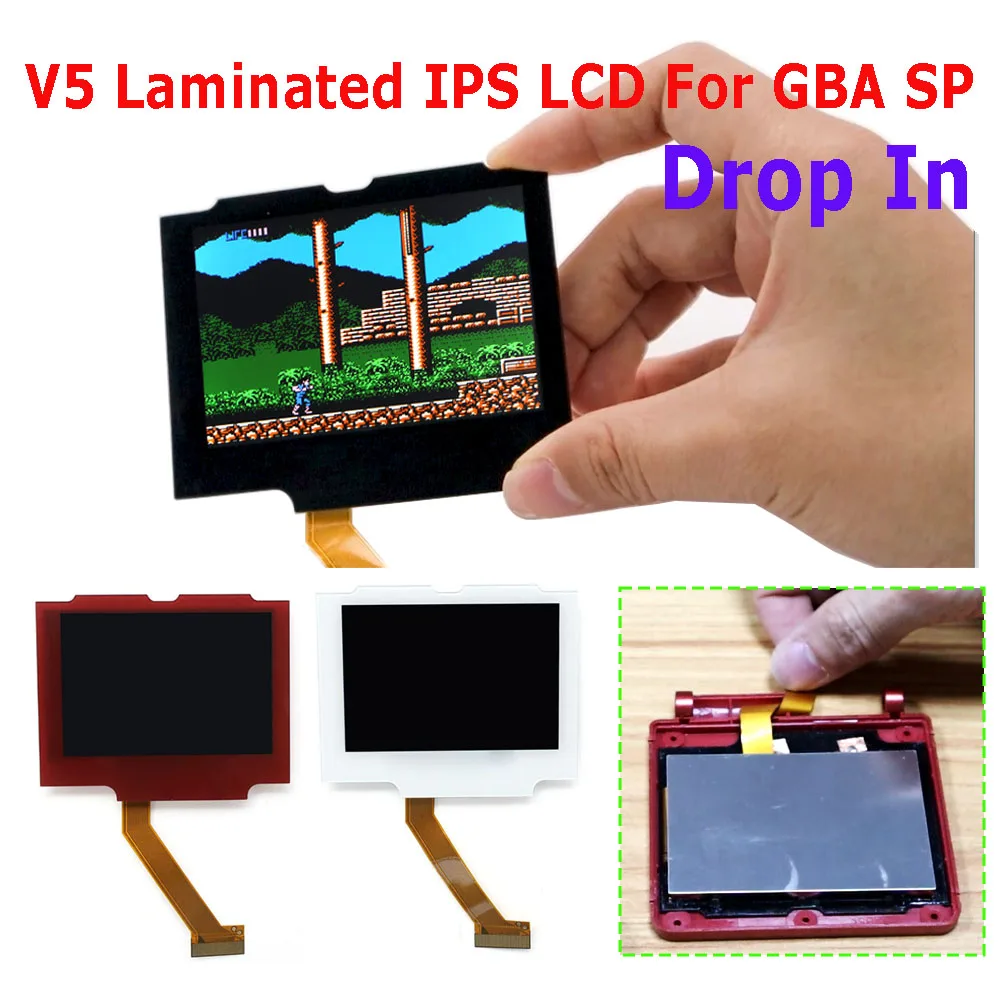 

V5 Laminated IPS LCD Real Drop in Screen 3.0 inch For GBA SP Replacement Kits Easy to Install