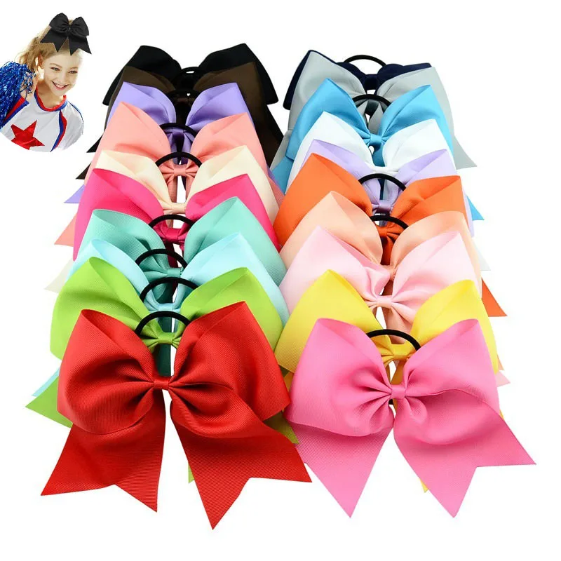 

30pcs 8"Jumbo Cheer Bow Hair Bows with Ponytail Holder for Teens Women Girls Softball Cheerleader Sports Elastics Ties Handmade