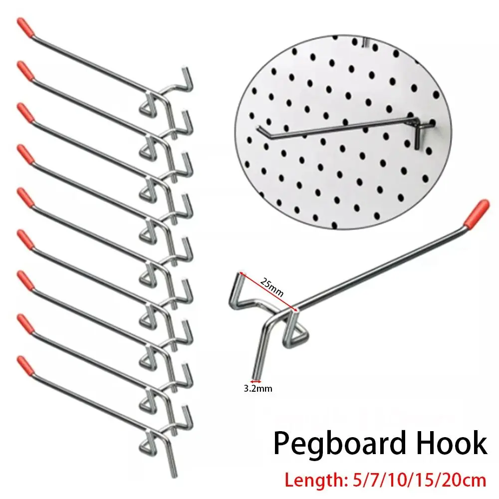 1Pcs Storage Rack Hole Board Hook Hardware Tool Wall Mount Oblique Hanger with Rubber Cover 5/7/10/15/20cm Pegboard Hook