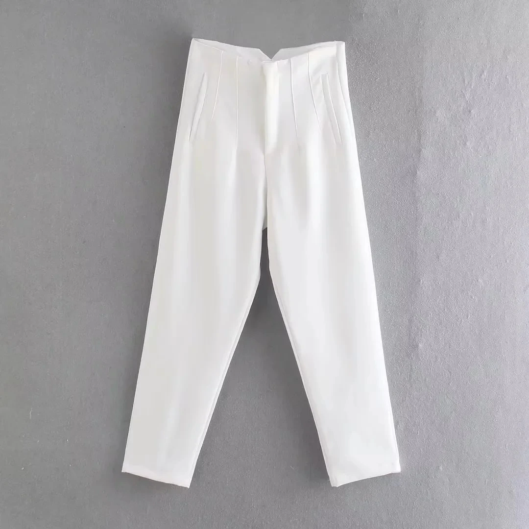 HH Frauen Elegante Feste Bleistift Hosen Hohe Taille Hose Für Frauen Casual Streetwear Frau Hosen Büro Tragen Chic Hose – Detail 2