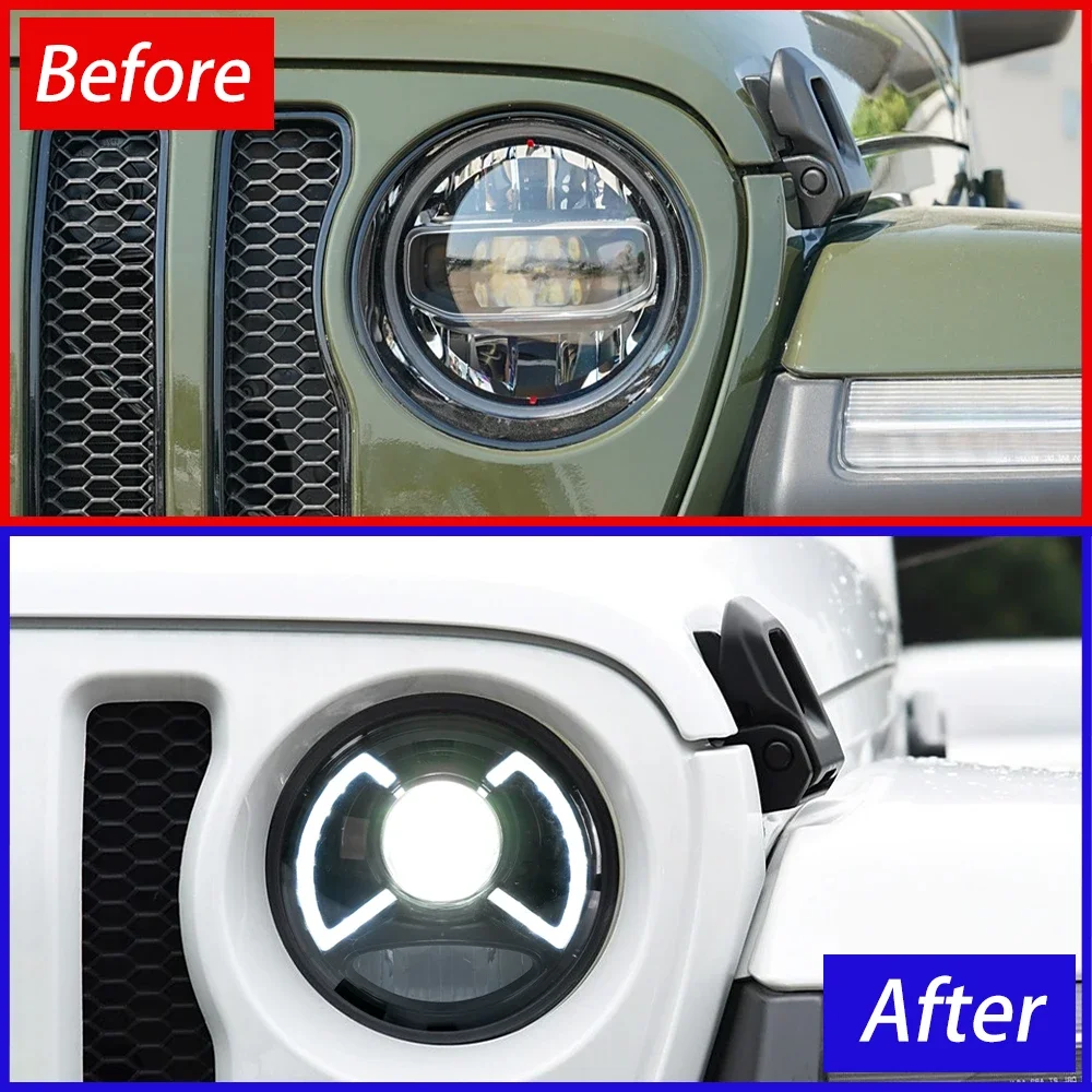 Auto Headlights For Jeep Wrangler 2018-2024 LED Car Front Lamps Assembly Upgrade Dynamic Bifocal Projector Lens Tool Accessories