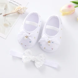 Baywell Lovely Pearl Princess Shoes Set for Baby Girls - Includes Hair Band and Buckle Shoes with a Cute Bow Detail