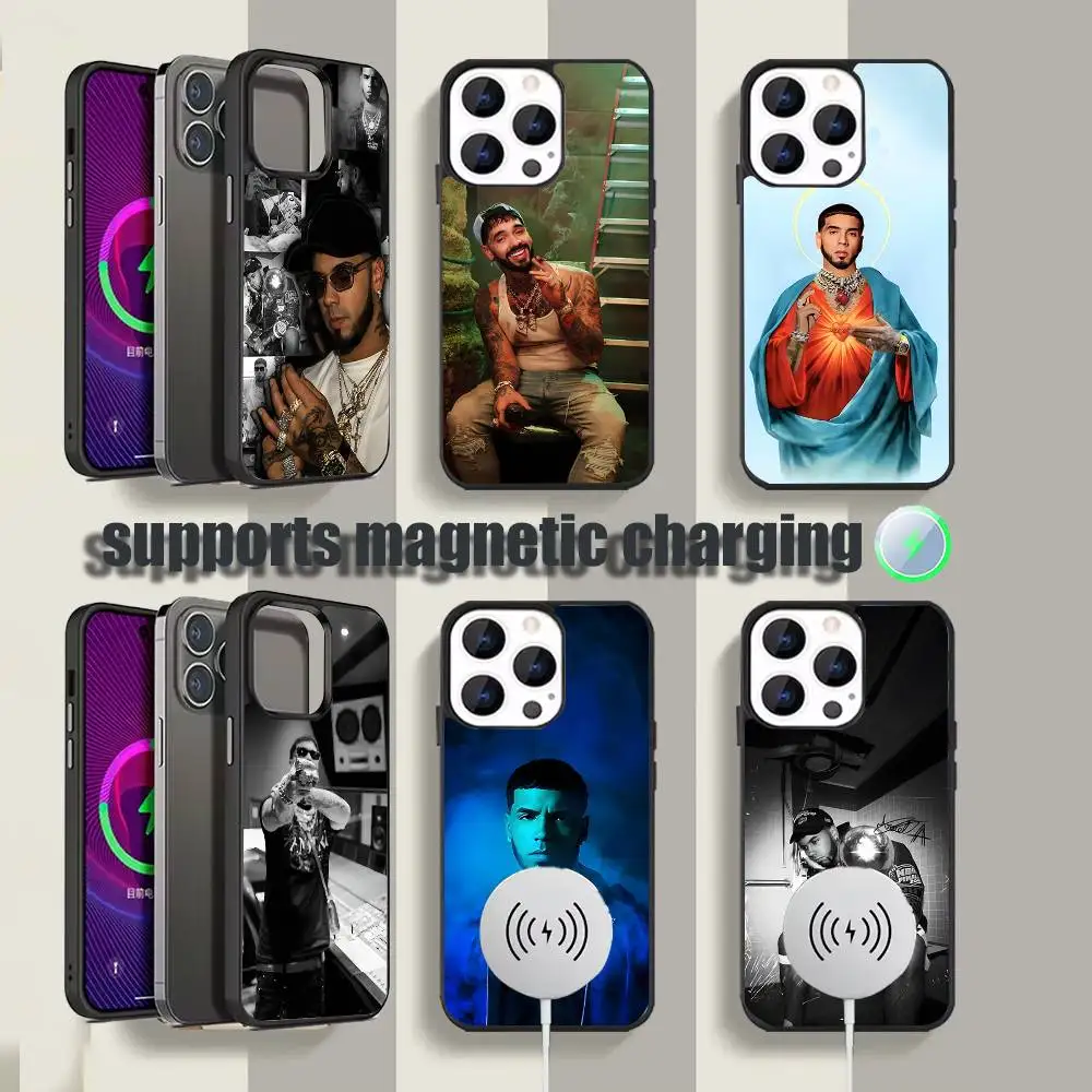 

Rapper A- Anuel AA Real For iPhone 17,16,15,14,13,12,11,Pro,Max,Plus,Mini,SE Magnetic Wireless Charging Black Phone Case
