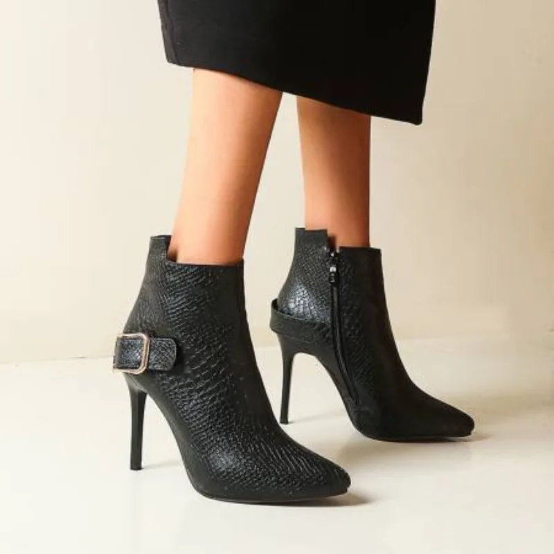 

Winter New Sexy Brown Green Women Ankle Boots Fashion Super High Heels Office Lady Shoes Plus Big Size 41 43 45 47