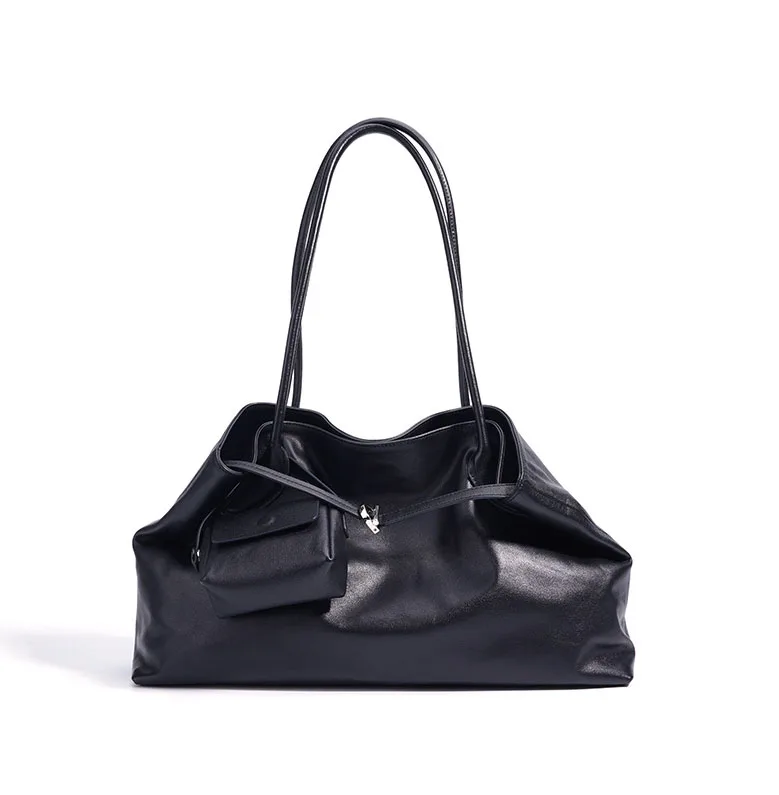 NIKI BAGS 2026 new tote handbag cowhide genuine leather women bucket bag Large-capacity high-quality commuter shopping bag
