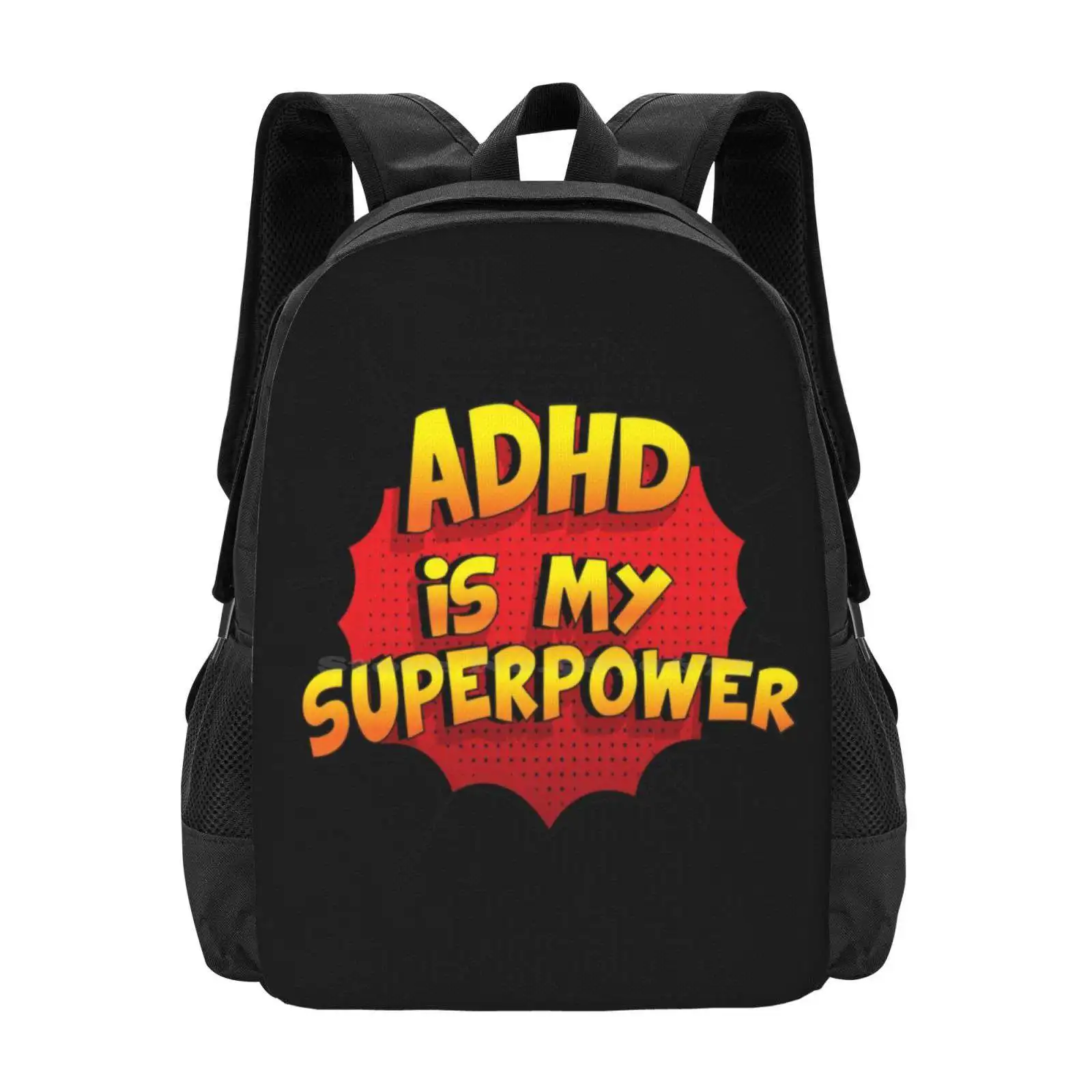 Adhd Is My Superpower Funny Design Adhd Gift , New Arrivals Unisex Bags Student Bag Backpack Adhd Superpower Child Development