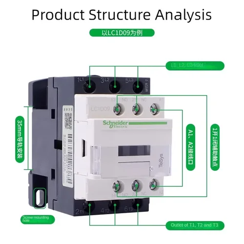 Imagen 1 del producto Nueva versión Schneider negra Contactor de CA de tres polos LC1D09 LC1D12 LC1D18 LC1D25 LC1D32 LC1D38 B7C F7C Q7C M7C 24V 110V 220V 380V