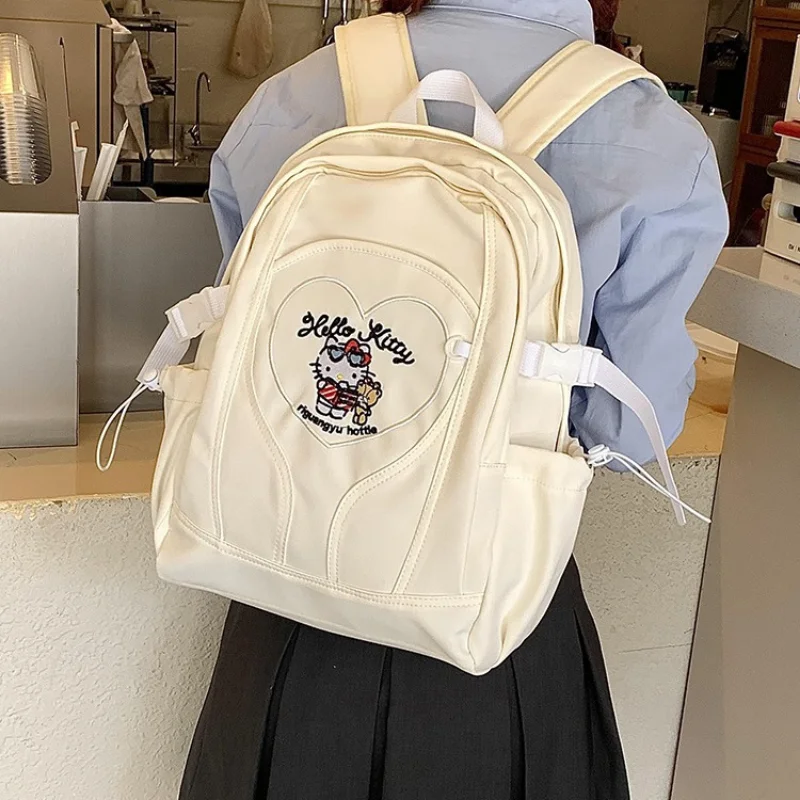 Sanrio Hello Kitty bolso escolar informal de dibujos animados blanco para estudiantes chica lindo Jade canela perro ligero salir viaje mochila para niños