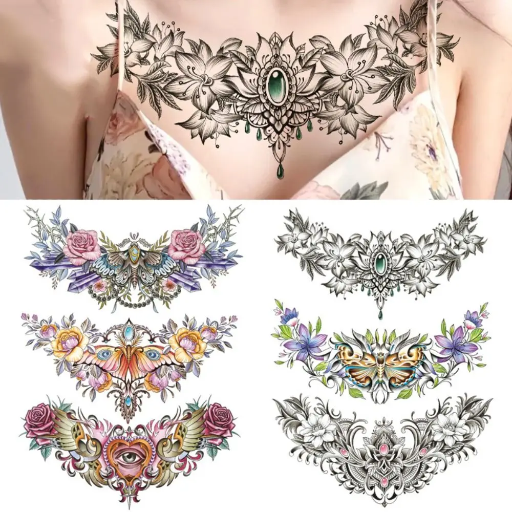 

New Corsage Wing Man Herbal Tattoo Stickers Chest Back Big Pattern Waterproof Semi-permanent Fake Tattoos Art Lasting Tatouage