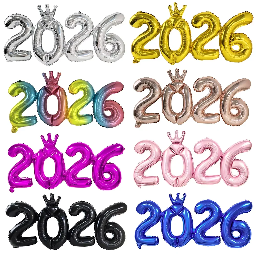 

Воздушные шары-цифры «Корона» 2026, новогодние украшения для дома