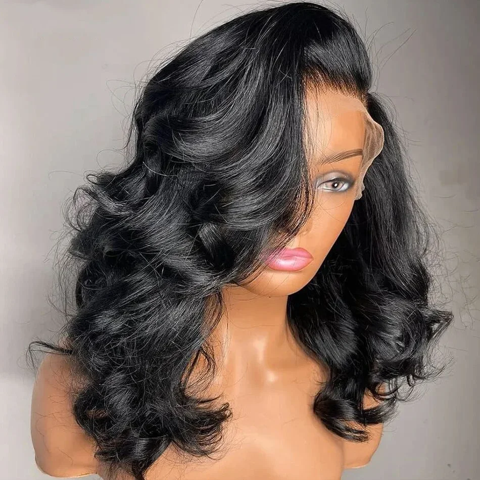 250% Body Wave Short Bob 13x4 Lace Front Human Hair Wig 13x6 HD Lace Frontal Wigs For Women Brazilian 5x5 Glueless Closure Wig