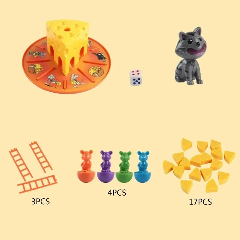 Funny Children\'s Toy Cat & Mouse Cheese Battle Board Games Toy Set Interactive Party Game Desktop Education Puzzle Toy For Kid