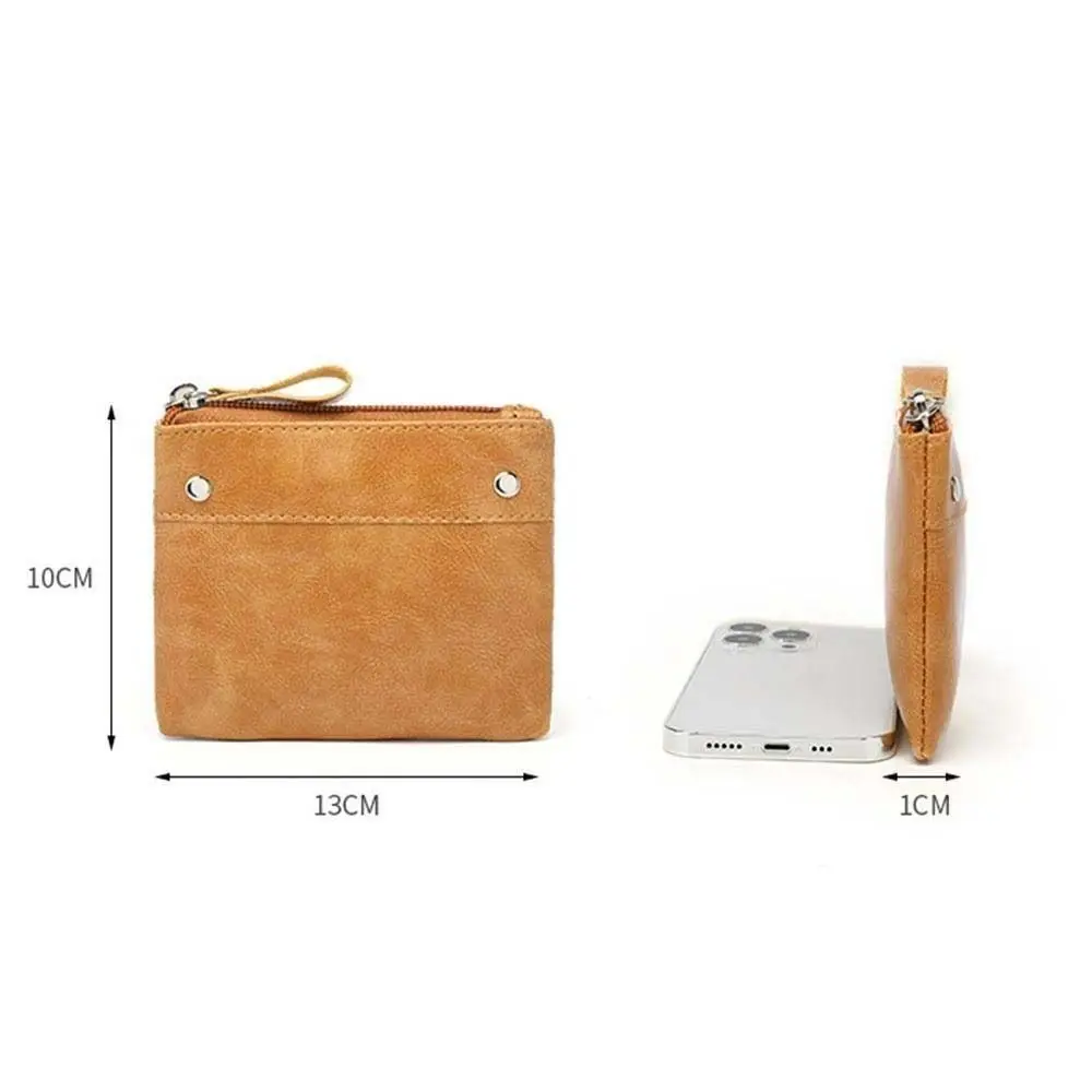 Portefeuille slim en cuir souple pour femme, petit sac, porte-monnaie, fermeture éclair, décontracté, rangement pour clés