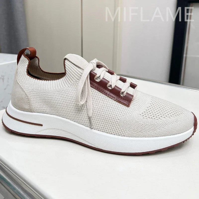 Luxe Merk Gebreide Sneakers Platte Schoenen Mannen Slip On Ronde Neus Veterschoenen Luie Loafers Comfortabele Schoenen Casual Rijschoenen Voor Heren