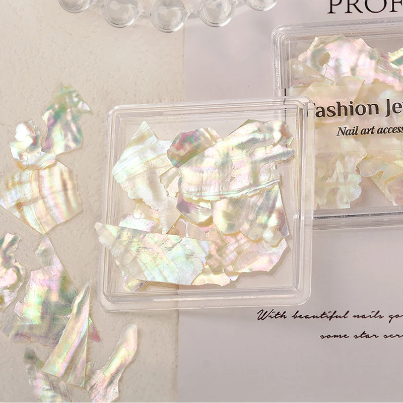 Ultradünne Große Natürliche Abalone-Muschelscheiben mit Unregelmäßiger Aurora-Optik für Nagelkunst-Dekorationen, DIY-Maniküre-Zubehör, 1 Box – Detail 8