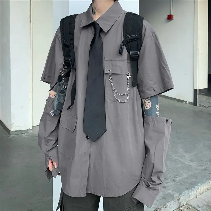 Harajuku Women Shirts Detachable Sleeve Spring Summer Japanese Style Blouses Solid Vintage Loose Blusas Mujer