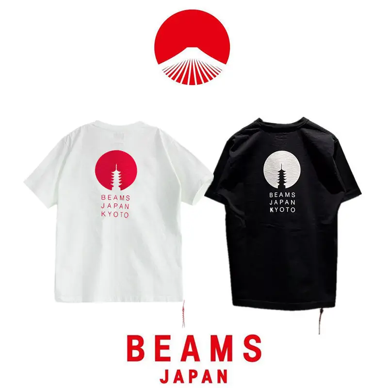 

Футболка свободного кроя из хлопка с красной веревкой, короткий рукав, круглый вырез, молодежный тренд, летняя одежда, Япония, 25SS, лимитированная серия Киото