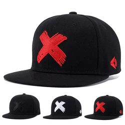 Unisex proste X haftowane czapki hip-hopowe zewnętrzne regulowane baseballówka w stylu Casual czapki kapelusz przeciwsłoneczny