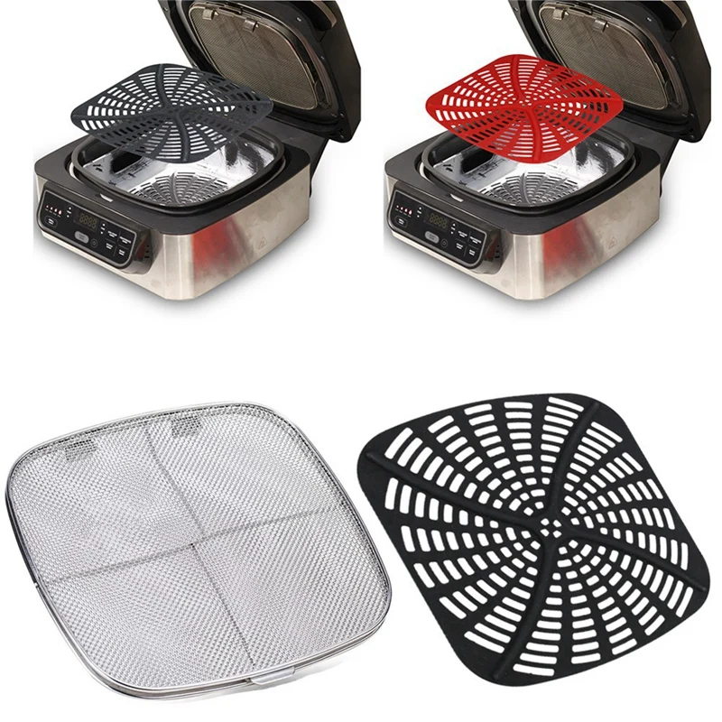 Anti-Splatter Screen And Silicone Gasket Combination Replacement Reusable Baffle For Ninja Air Fryer Indoor Grill