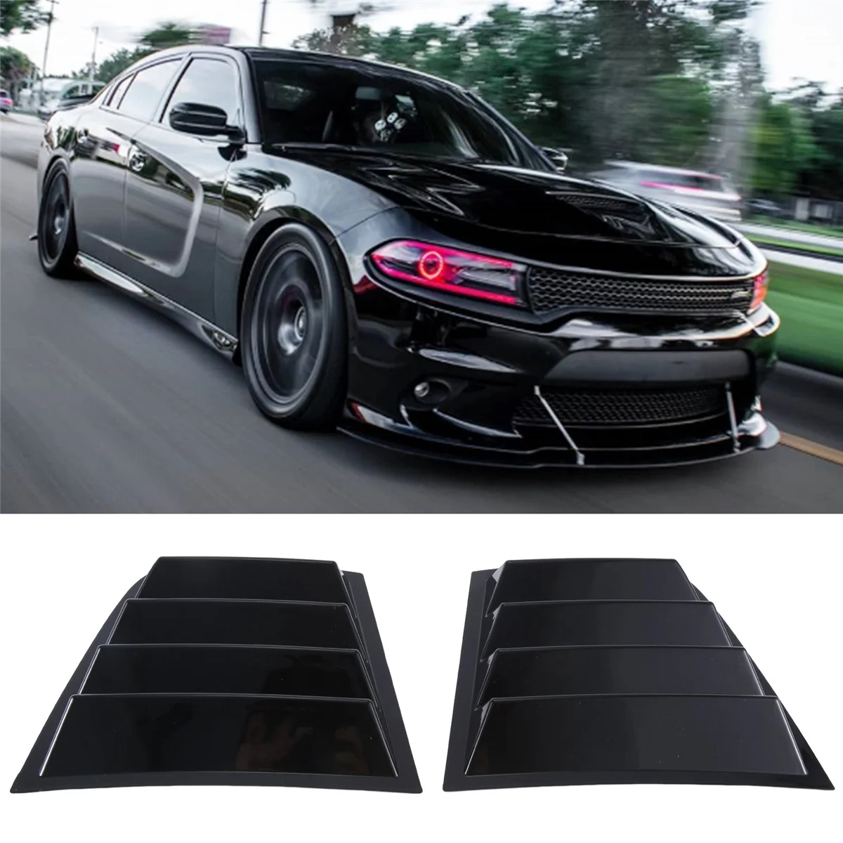 

1Pair Car Rear Window Louver Shutter Trim Cover for Dodge Charger 2015-2022 Side Louver Air Vent Scoop Shade