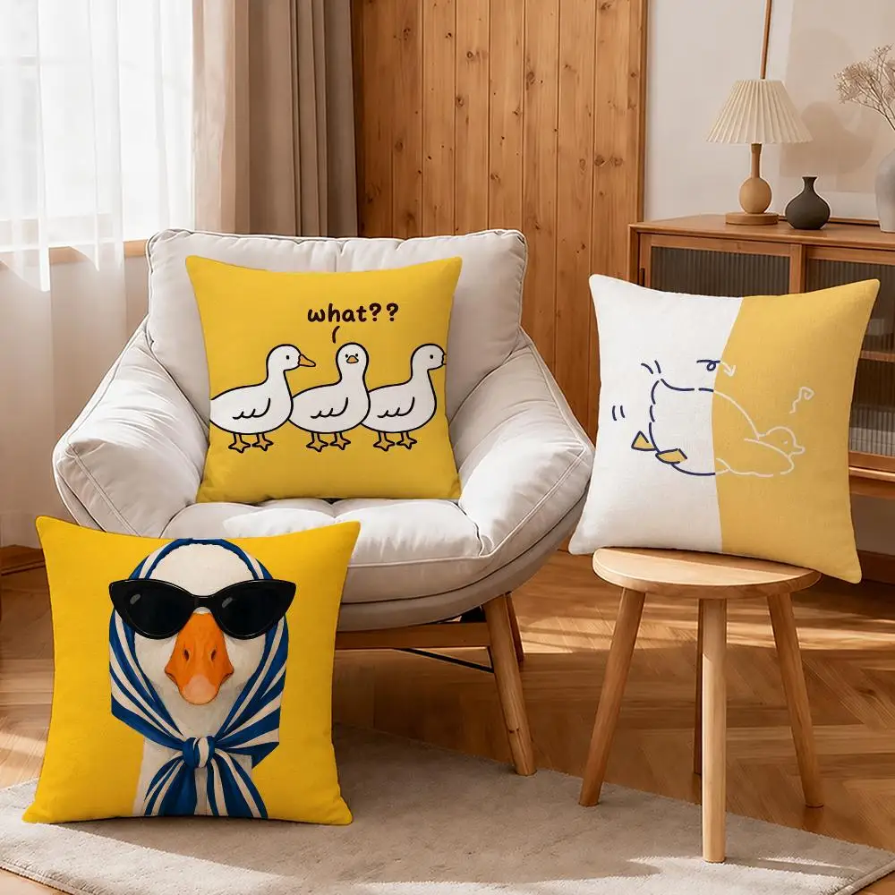 Art Goose Cushion Cover Linen Anti-Mite Antibacterial Cushion Cover Invisible Zipper Sofa Decor